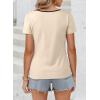 image:imageDokotoo Womens Tops Summer Short Sleeve Crew Neck Slim Fitted Blouse Trendy Cut Out Floral Pattern Basic Tees ShirtsApricot