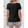 image:imageDokotoo Womens Tops Summer Short Sleeve Crew Neck Slim Fitted Blouse Trendy Cut Out Floral Pattern Basic Tees ShirtsBlack