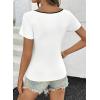 image:imageDokotoo Womens Tops Summer Short Sleeve Crew Neck Slim Fitted Blouse Trendy Cut Out Floral Pattern Basic Tees ShirtsWhite