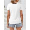 image:imageDokotoo Womens Tops Summer Short Sleeve Crew Neck Slim Fitted Blouse Trendy Cut Out Floral Pattern Basic Tees ShirtsWhite