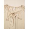 image:imageDokotoo Womens Tops Tie Front Long Lantern Sleeve Blouse Ruffle Crew Neck Button Down Boho ShirtsBeige