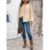 image:imageDokotoo Womens Tops Tie Front Long Lantern Sleeve Blouse Ruffle Crew Neck Button Down Boho ShirtsBeige