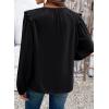 image:imageDokotoo Womens Tops Tie Front Long Lantern Sleeve Blouse Ruffle Crew Neck Button Down Boho ShirtsBlack