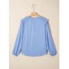 image:imageDokotoo Womens Tops Tie Front Long Lantern Sleeve Blouse Ruffle Crew Neck Button Down Boho ShirtsBlue