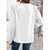 image:imageDokotoo Womens Tops Tie Front Long Lantern Sleeve Blouse Ruffle Crew Neck Button Down Boho ShirtsWhite