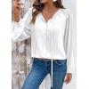 image:imageDokotoo Womens Tops Tie Front Long Lantern Sleeve Blouse Ruffle Crew Neck Button Down Boho ShirtsWhite