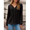 image:imageDokotoo Womens V Neck Ruffle Blouses Long Sleeve Casual Work Tops Loose Fit Pullover ShirtsBlack