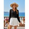 image:imageDokotoo Womens V Neck Ruffle Blouses Long Sleeve Casual Work Tops Loose Fit Pullover ShirtsBlack