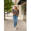 image:imageDokotoo Womens V Neck Ruffle Blouses Long Sleeve Casual Work Tops Loose Fit Pullover ShirtsDark Brown