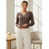 image:imageDokotoo Womens V Neck Ruffle Blouses Long Sleeve Casual Work Tops Loose Fit Pullover ShirtsDark Brown