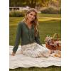image:imageDokotoo Womens V Neck Ruffle Blouses Long Sleeve Casual Work Tops Loose Fit Pullover ShirtsGreen