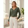 image:imageDokotoo Womens V Neck Ruffle Blouses Long Sleeve Casual Work Tops Loose Fit Pullover ShirtsGreen