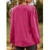 image:imageDokotoo Womens V Neck Ruffle Blouses Long Sleeve Casual Work Tops Loose Fit Pullover ShirtsRose Red