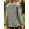 image:imageDokotoo Womens V Neck Ruffle Blouses Long Sleeve Casual Work Tops Loose Fit Pullover ShirtsSmoke Green