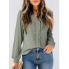 image:imageDokotoo Womens V Neck Ruffle Blouses Long Sleeve Casual Work Tops Loose Fit Pullover ShirtsSmoke Green