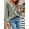 image:imageDokotoo Womens V Neck Ruffle Blouses Long Sleeve Casual Work Tops Loose Fit Pullover ShirtsSmoke Green