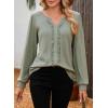 image:imageDokotoo Womens V Neck Ruffle Blouses Long Sleeve Casual Work Tops Loose Fit Pullover ShirtsSmoke Green