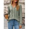 image:imageDokotoo Womens V Neck Ruffle Blouses Long Sleeve Casual Work Tops Loose Fit Pullover ShirtsSmoke Green