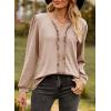image:imageDokotoo Womens V Neck Ruffle Blouses Long Sleeve Casual Work Tops Loose Fit Pullover ShirtsSmoke Grey