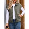 image:imageDokotoo Womens Vest Tops 2026 Zipper Up Cap Sleeve Side Pockets Waffle Knit Sleeveless Oversized VestsDark Green