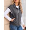 image:imageDokotoo Womens Vest Tops 2026 Zipper Up Cap Sleeve Side Pockets Waffle Knit Sleeveless Oversized VestsGray