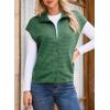 image:imageDokotoo Womens Vest Tops 2026 Zipper Up Cap Sleeve Side Pockets Waffle Knit Sleeveless Oversized VestsGreen