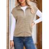 image:imageDokotoo Womens Vest Tops 2026 Zipper Up Cap Sleeve Side Pockets Waffle Knit Sleeveless Oversized VestsKhaki