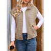 image:imageDokotoo Womens Vest Tops 2026 Zipper Up Cap Sleeve Side Pockets Waffle Knit Sleeveless Oversized VestsKhaki