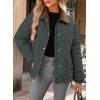 image:imageDokotoo Womens Winter Casual Quilted Jackets Long Sleeve Button Down Puffer Jacket Padded Outerwear CoatsMist Green