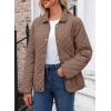 image:imageDokotoo Womens Winter Quilted Jackets Long Sleeve Button Down Diamond Puffer Jacket Outerwear Coats with PocketsChestnut
