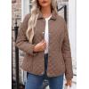 image:imageDokotoo Womens Winter Quilted Jackets Long Sleeve Button Down Diamond Puffer Jacket Outerwear Coats with PocketsChestnut
