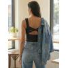 image:imageDokotoo Womens Workout Tank Tops with Built in Bra Casual Sleeveless Shirts Cross Backless Fitted Going Out TopsBlack