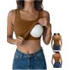 image:imageDokotoo Womens Workout Tank Tops with Built in Bra Casual Sleeveless Shirts Cross Backless Fitted Going Out TopsBrown