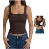 image:imageDokotoo Womens Workout Tank Tops with Built in Bra Casual Sleeveless Shirts Cross Backless Fitted Going Out TopsCoffe