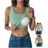 image:imageDokotoo Womens Workout Tank Tops with Built in Bra Casual Sleeveless Shirts Cross Backless Fitted Going Out TopsGreen