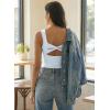 image:imageDokotoo Womens Workout Tank Tops with Built in Bra Casual Sleeveless Shirts Cross Backless Fitted Going Out TopsIce Blue