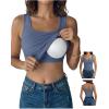 image:imageDokotoo Womens Workout Tank Tops with Built in Bra Casual Sleeveless Shirts Cross Backless Fitted Going Out TopsNavy Blue
