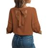image:imageDokotoo Blouses for Women Dressy Casual Crewneck 34 Length Sleeve Womens Tops Loose Business Work ShirtsChestnut