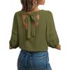 image:imageDokotoo Blouses for Women Dressy Casual Crewneck 34 Length Sleeve Womens Tops Loose Business Work ShirtsMoss Green