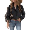 image:imageDokotoo Button Down Shirts for Women Dressy Casual Ruffle Lace Collared Chiffon Blouse Long Sleeve Business Work TopsBlack