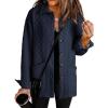 image:imageDokotoo Casual Quilted Jackets for Women Button Down Collared Long Sleeve Coats with PocketsNavy Blue