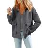 image:imageDokotoo Jackets for Women Casual Long Sleeve Collared Jacquard Coats Trendy Button Down Shacket Jacket with PocketsGrey