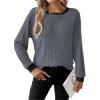 image:imageDokotoo Long Sleeve Shirts for Women Casual Fashion Loose Fit Womens Tops Crewneck Basic Pullover TunicsDark Grey