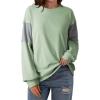 image:imageDokotoo Oversized Crewneck Sweatshirt for Women Long Sleeve Soft Knit Tops Striped Contrast Tunic Shirts Fall Winter ClothesGreen