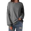 image:imageDokotoo Oversized Crewneck Sweatshirt for Women Long Sleeve Soft Knit Tops Striped Contrast Tunic Shirts Fall Winter ClothesNavy Grey