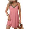 image:imageDokotoo Summer Dresses for Women 2026 Beach Vacation Sundress V Neck Embroidered Spaghetti Strap Beach Cover UpBlossom Pink