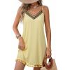 image:imageDokotoo Summer Dresses for Women 2026 Beach Vacation Sundress V Neck Embroidered Spaghetti Strap Beach Cover UpLemon Sorbetyellow