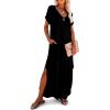 image:imageDokotoo Summer Dresses for Women 2026 Casual Maxi Dress V Neck Cap Sleeve Long Sundress with Pockets Beach VacationBlack