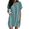 image:imageDokotoo Summer Dresses for Women 2026 Short Sleeve T Shirt Dress Loose Mini Dresses with PocketsA Green