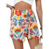 image:imageDokotoo Summer Shorts Skorts for Women Boho Floral Print Elastic Waist Asymmetrical Hem Beach Mini SkirtMulti